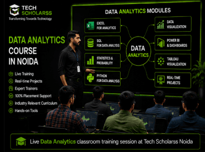 Live Data Analytics classroom training session at Tech Scholarss Noida
