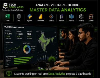 Students learning Data Analytics at Tech Scholarss