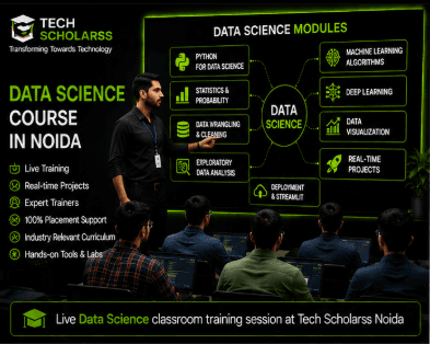 Live Data Science classroom training session at Tech Scholarss Noida