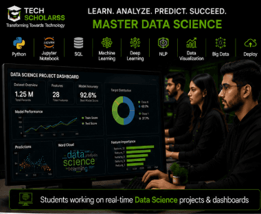 Students learning Data Science at Tech Scholarss