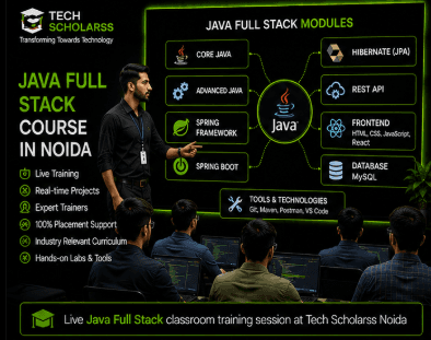 Live Java Full Stack classroom training session at Tech Scholarss Noida