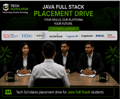 Tech Scholarss placement drive for Java Full Stack students