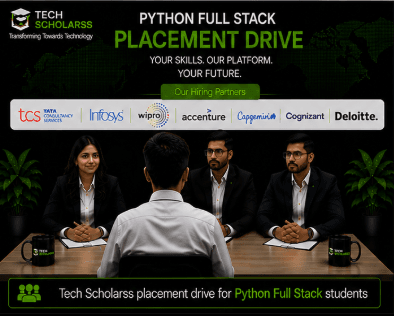 Tech Scholarss placement drive for Python Full Stack students