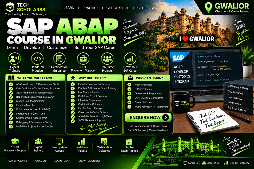 Live SAP ABAP training session at Tech Scholarss in Gwalior