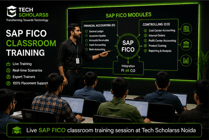 Live SAP FICO classroom training session at Tech Scholarss Noida
