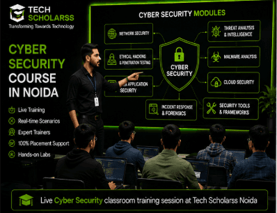 Live Cyber Security classroom training session at Tech Scholarss Noida