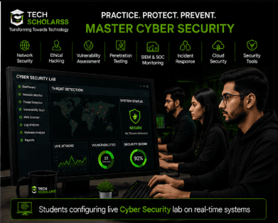 Students learning Cyber Security at Tech Scholarss