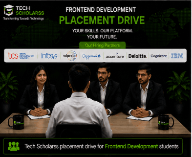 Tech Scholarss placement drive for Frontend Development students