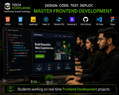 Students learning Frontend Development at Tech Scholarss