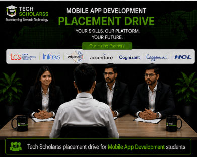 Tech Scholarss placement drive for Mobile App Development students