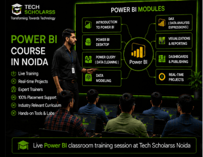 Live Power BI classroom training session at Tech Scholarss Noida