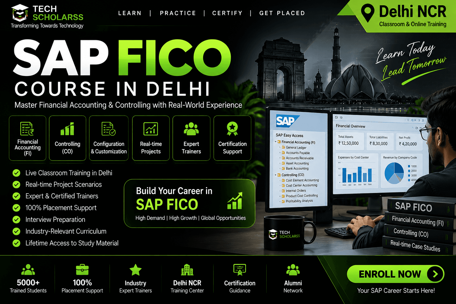 Live SAP FICO classroom training session at Tech Scholarss Delhi