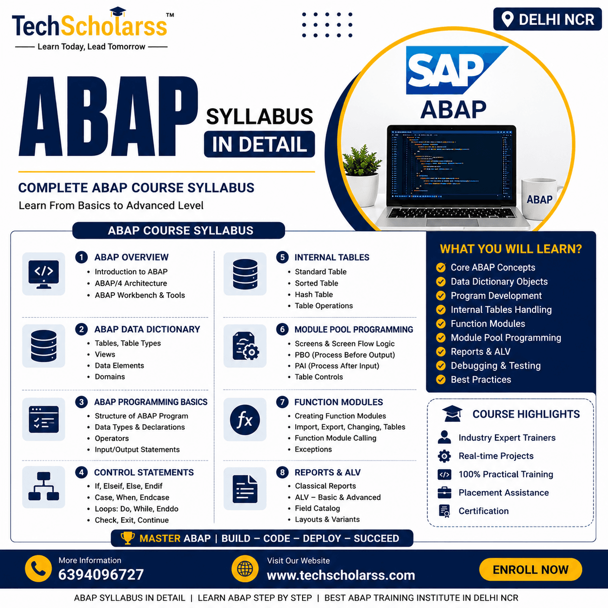 SAP ABAP syllabus and module overview at Tech Scholarss