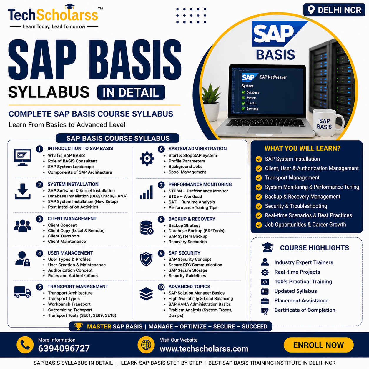 SAP BASIS syllabus and module overview at Tech Scholarss