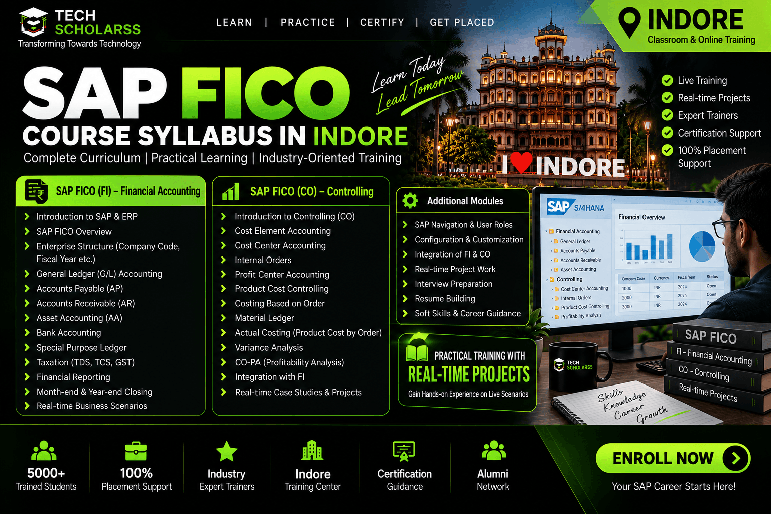 SAP FICO syllabus and live S/4HANA training for Indore students